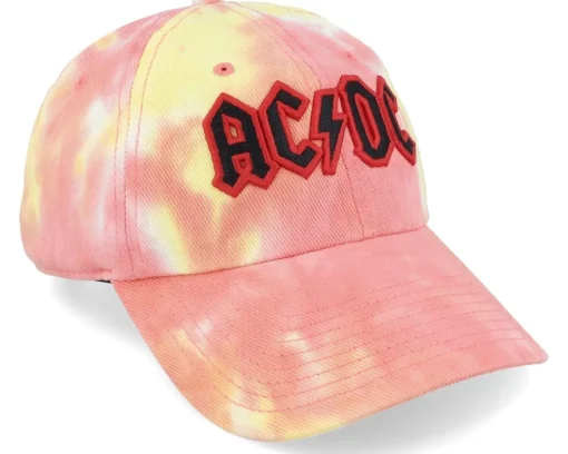 Hot American Needle Acdc Tie Dye Ballpark Red/Orange/Yellow Dad Cap -
