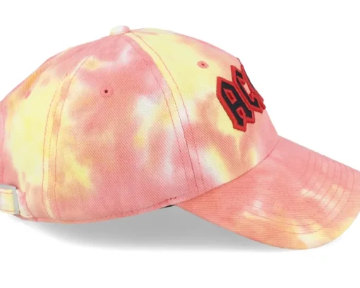 Hot American Needle Acdc Tie Dye Ballpark Red/Orange/Yellow Dad Cap -