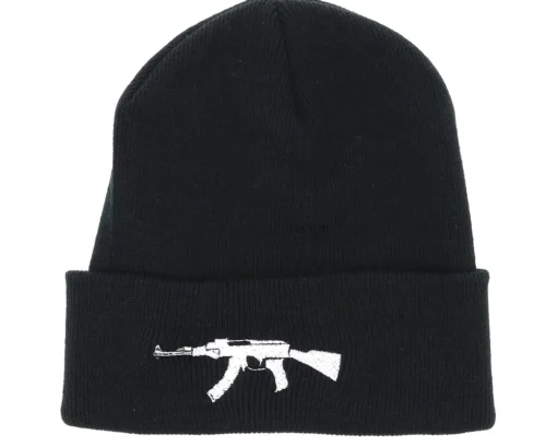 Clearance GUNS n SKULLS AK47 Black Beanie -