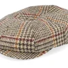 Flat Caps-CTH Ericson Alan Harris Tweed Glen Check Beige Flat Cap -