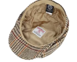 Flat Caps-CTH Ericson Alan Harris Tweed Glen Check Beige Flat Cap -