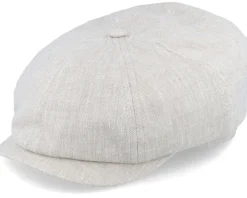 Flat Caps-CTH Ericson Alan Linen Natural Flat Cap -