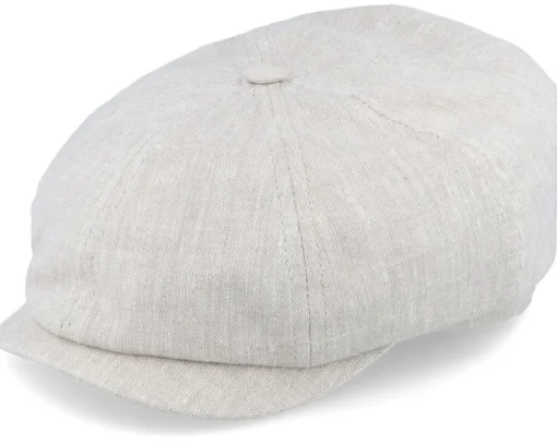 Flat Caps-CTH Ericson Alan Linen Natural Flat Cap -