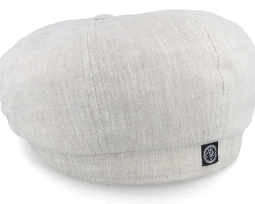 Flat Caps-CTH Ericson Alan Linen Natural Flat Cap -