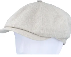 Flat Caps-CTH Ericson Alan Linen Natural Flat Cap -