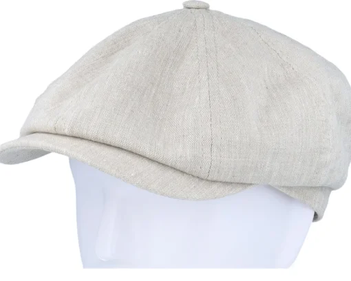 Flat Caps-CTH Ericson Alan Linen Natural Flat Cap -