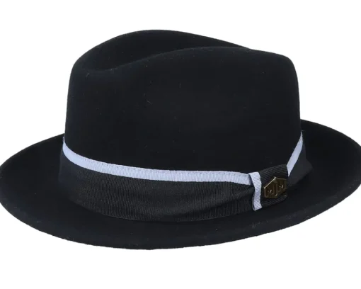 Fedora-MJM Hats Alberto 100 % Wool Black Fedora -