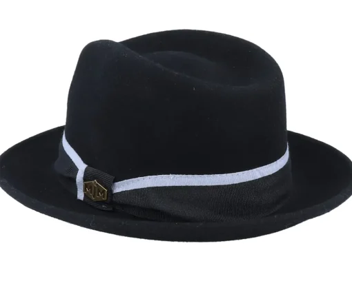 Fedora-MJM Hats Alberto 100 % Wool Black Fedora -