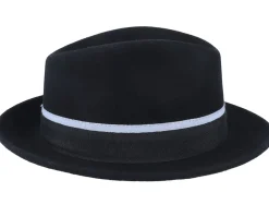 Fedora-MJM Hats Alberto 100 % Wool Black Fedora -