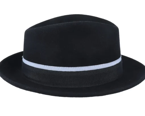 Fedora-MJM Hats Alberto 100 % Wool Black Fedora -