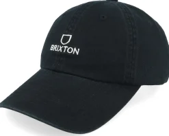 Best Brixton Alpha Cap /White Vintage Wash Dad Cap - Black