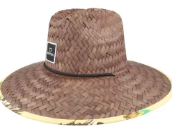 Hot Brixton Alpha Square Sun Hat Dark Earth Straw Hat - Brown