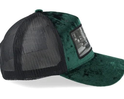 Trucker | Velvet Caps-Calza Pennello American Muscle Classic Car Velvet /Black A-Frame Trucker - Green