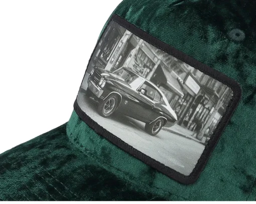 Trucker | Velvet Caps-Calza Pennello American Muscle Classic Car Velvet /Black A-Frame Trucker - Green