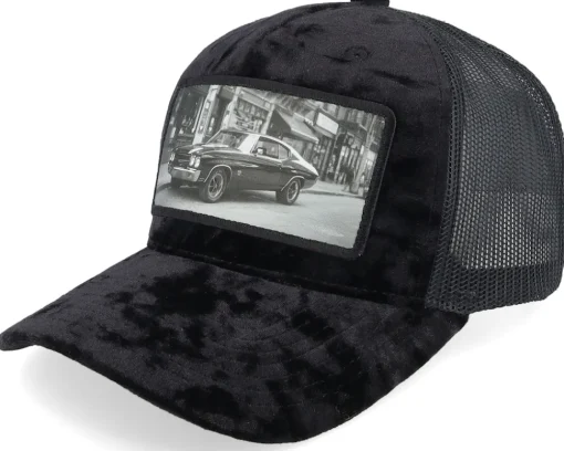 Trucker | Velvet Caps-Calza Pennello American Muscle Classic Car Velvet /Black A-Frame Trucker - Green