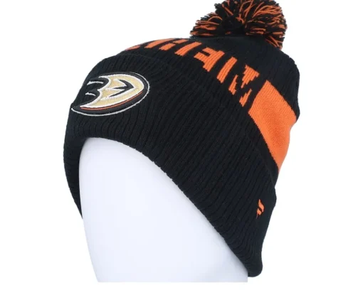 Sale Fanatics Anaheim Ducks Beanie /Orange Pom - Black