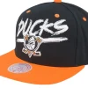 Snapback-Mitchell & Ness Anaheim Ducks Transcript /Orange Snapback - Black