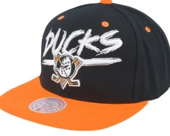 Snapback-Mitchell & Ness Anaheim Ducks Transcript /Orange Snapback - Black