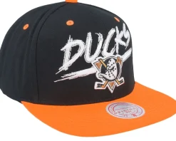 Snapback-Mitchell & Ness Anaheim Ducks Transcript /Orange Snapback - Black