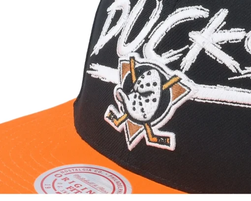 Snapback-Mitchell & Ness Anaheim Ducks Transcript /Orange Snapback - Black