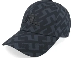 New J.Lindeberg Anga Printed Cap Bias Bridge Black Adjustable -