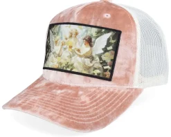 Velvet Caps-Calza Pennello Angels & Money Velvet Peach/Ivory A-frame Trucker - Pink