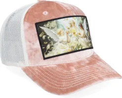 Velvet Caps-Calza Pennello Angels & Money Velvet Peach/Ivory A-frame Trucker - Pink