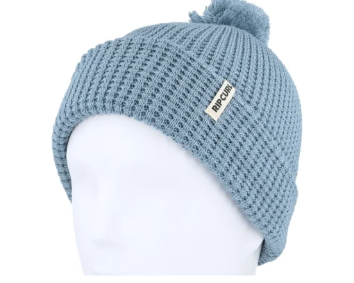 Pom Beanies-Rip Curl Anoeta Reg Beanie Dusty Pom - Blue