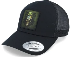 Trucker-Iconic Army Skull Patch Black A-frame Trucker -