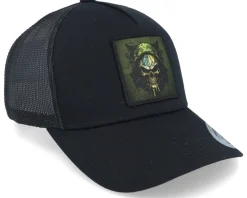 Trucker-Iconic Army Skull Patch Black A-frame Trucker -