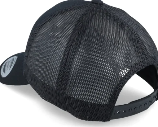 Trucker-Iconic Army Skull Patch Black A-frame Trucker -