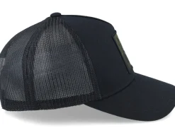 Trucker-Iconic Army Skull Patch Black A-frame Trucker -