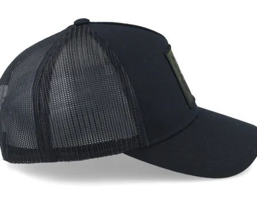 Trucker-Iconic Army Skull Patch Black A-frame Trucker -