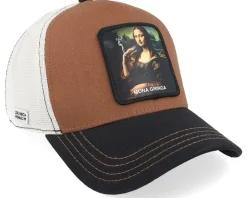 Best Capslab Art Mona Chica White/Brown/Black A-Frame Trucker -