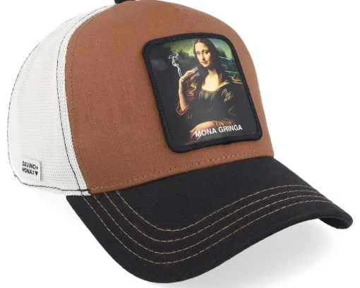 Best Capslab Art Mona Chica White/Brown/Black A-Frame Trucker -