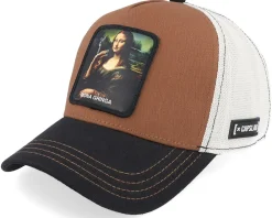 Best Capslab Art Mona Chica White/Brown/Black A-Frame Trucker -