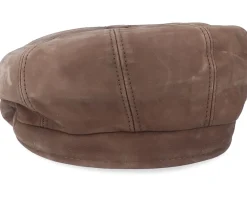 Flat Caps-MJM Hats Artist Blue Line Nappa Wax Dk. Brown Flat Cap -