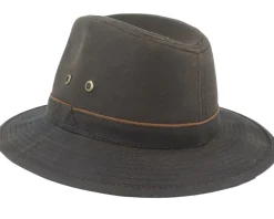 Trilby Hats-Stetson Ava Waxed Cotton Brown Trilby -