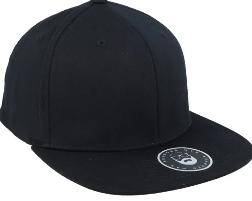 Hot Bearded Man Badge Logo Back Black Flat Brim Fitted -