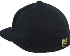 Hot Bearded Man Badge Logo Back Black Flat Brim Fitted -