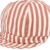 Vega-Seeberger Balloon Cap In Stripy Fabric Linen wine Red Vega Cap -