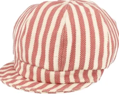 Vega-Seeberger Balloon Cap In Stripy Fabric Linen wine Red Vega Cap -
