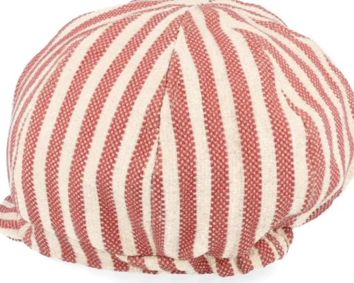 Vega-Seeberger Balloon Cap In Stripy Fabric Linen wine Red Vega Cap -