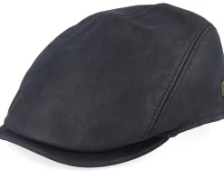 Hot MJM Hats Bang Leather Black Flat Cap -