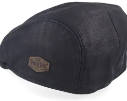 Hot MJM Hats Bang Leather Black Flat Cap -
