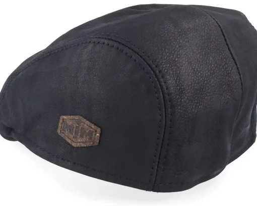 Hot MJM Hats Bang Leather Black Flat Cap -
