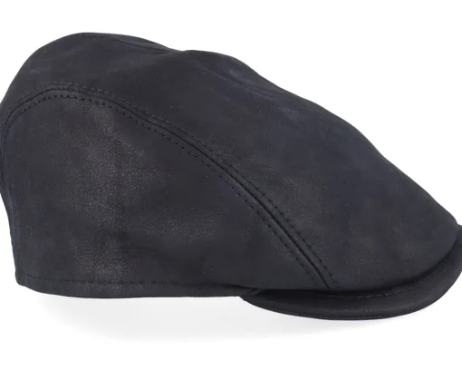 Hot MJM Hats Bang Leather Black Flat Cap -