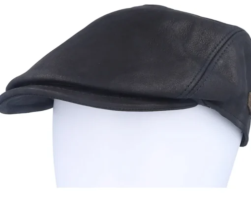 Hot MJM Hats Bang Leather Black Flat Cap -