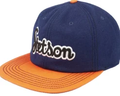 Snapback-Stetson Baseball Cap Retro Script 29 Navy/Orange Strapback - Blue