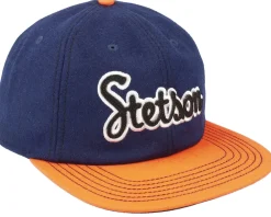 Snapback-Stetson Baseball Cap Retro Script 29 Navy/Orange Strapback - Blue
